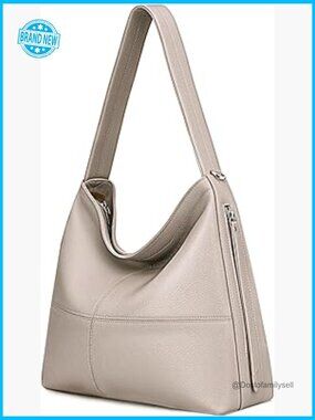 Genuine Leather Hobo Bag Crossbody Purse Work Tote Shoulder Handbag with 2